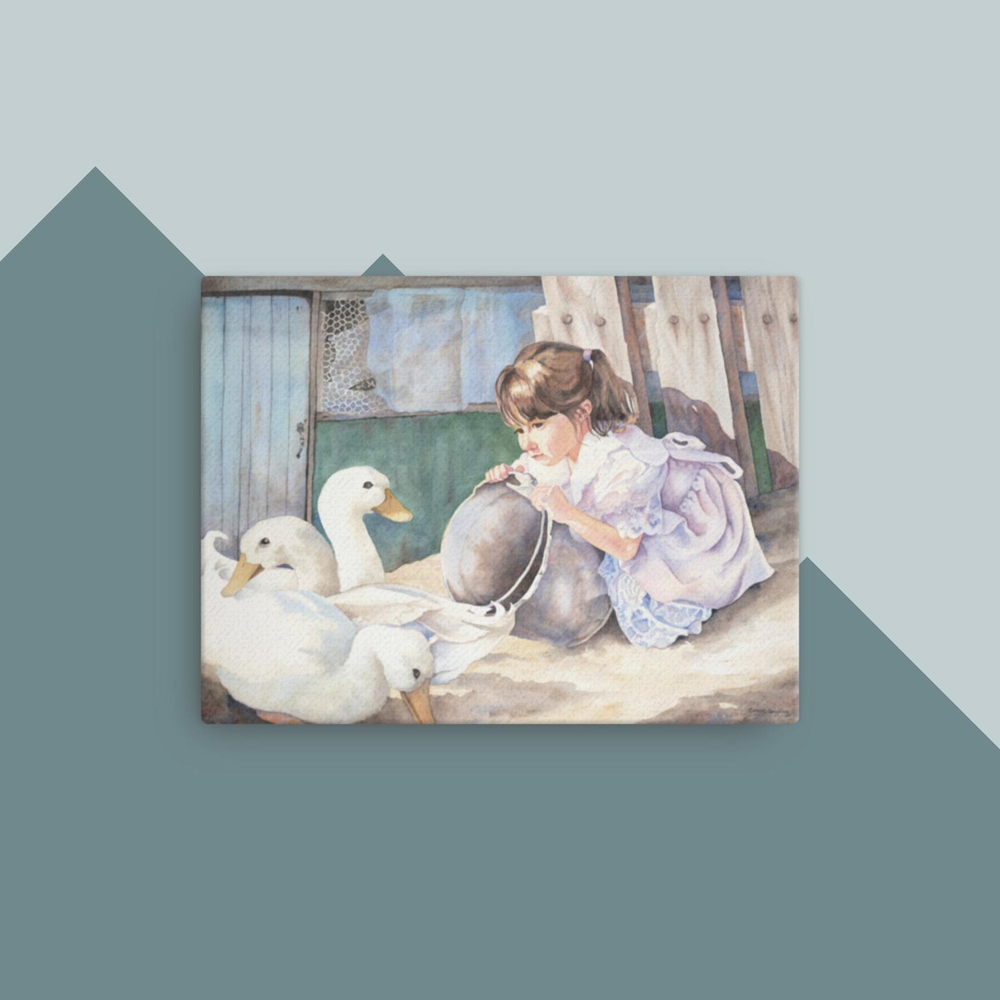 A Girl and Her Ducks - Canvas