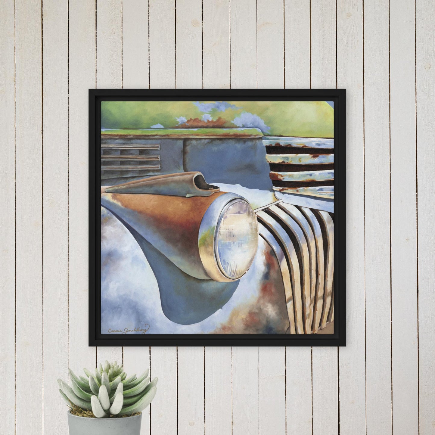 Truck Oil Painting - Framed Canvas