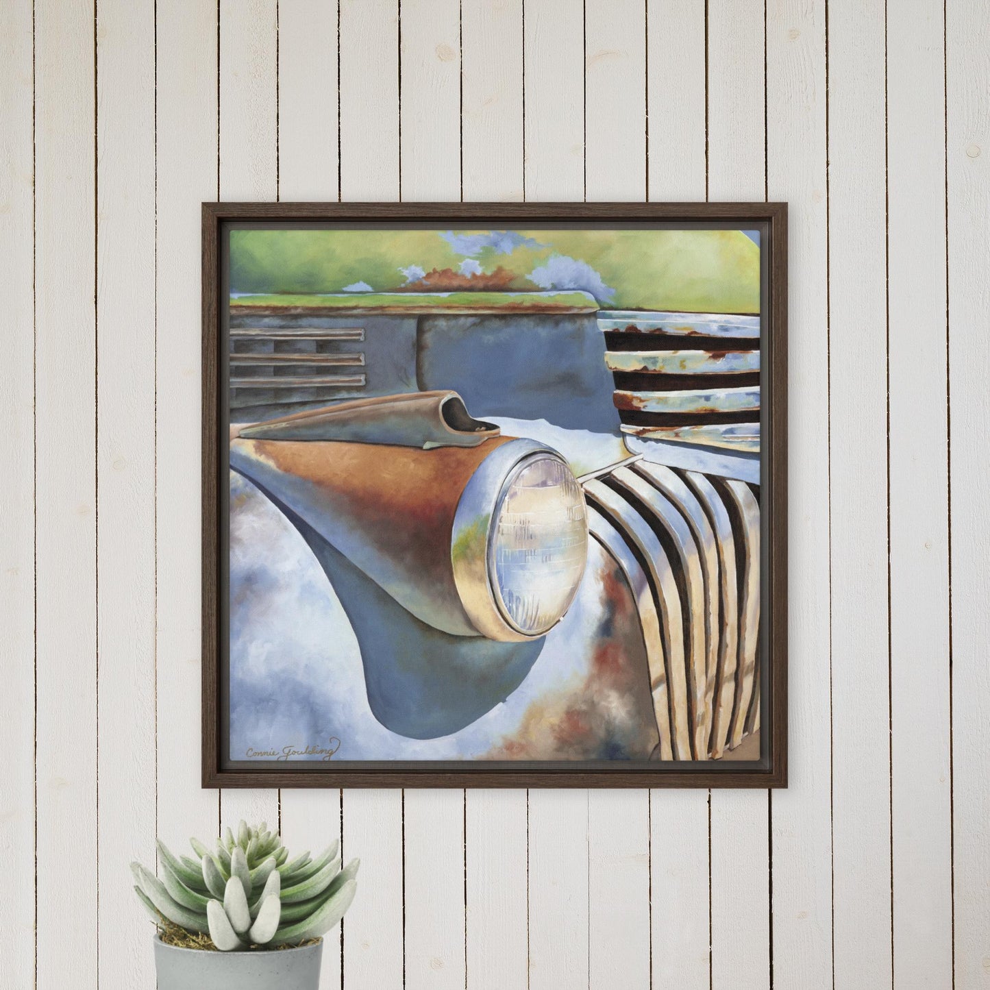 Truck Oil Painting - Framed Canvas
