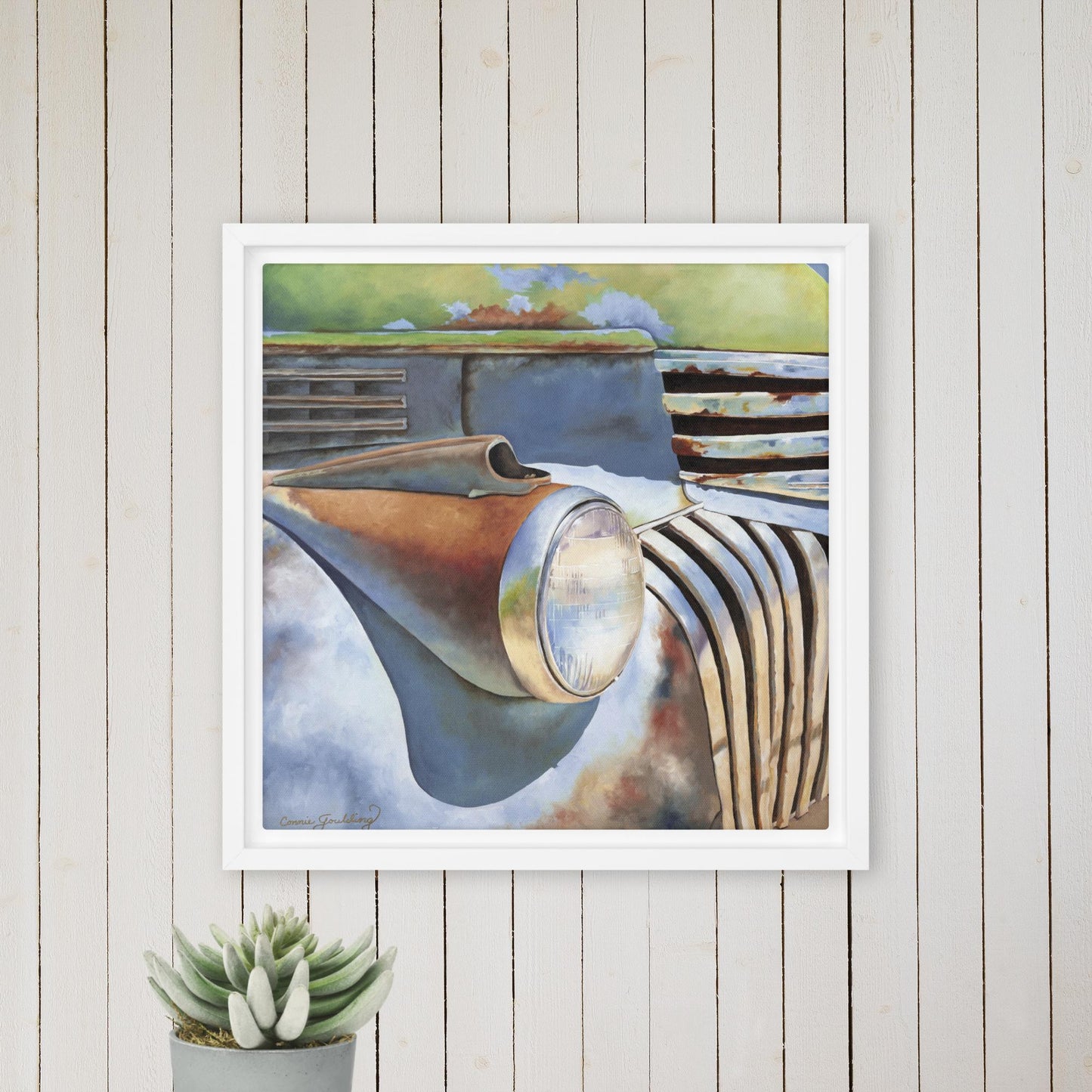 Truck Oil Painting - Framed Canvas