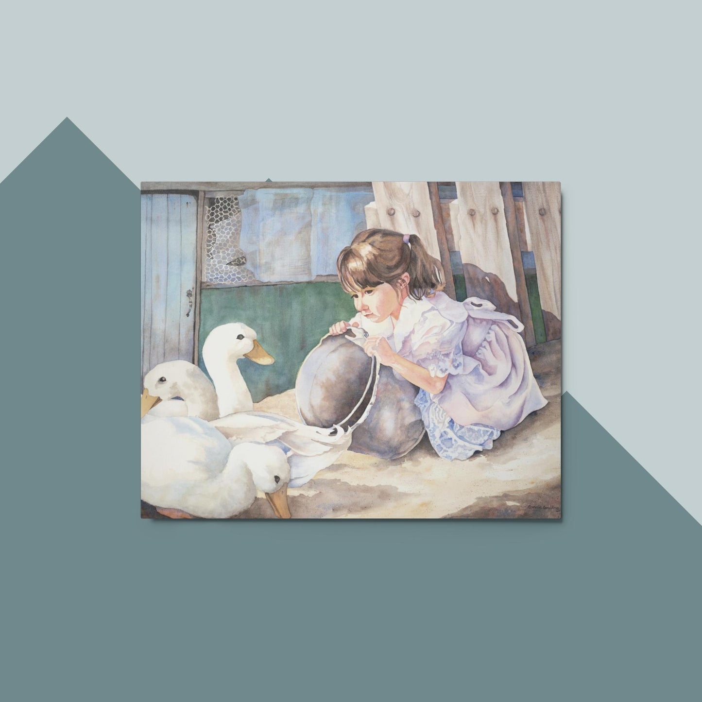 A Girl and Her Ducks - Metal prints